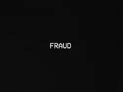 The word "Fraud" written in all caps in a white home video-style font, centered on a black background.