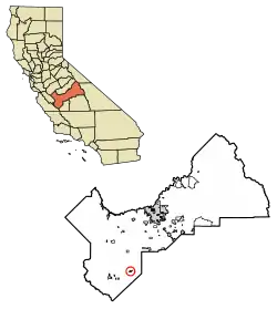 Location of Huron in Fresno County, California.
