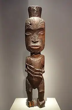 Image 34Tekoteko from the gable of a wharenui, Te Arawa (20th century) (from Culture of New Zealand)