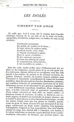 Gabriel Albert Aurier: Les isolés, article praising Vincent van Gogh, Mercure de France, January 1890.