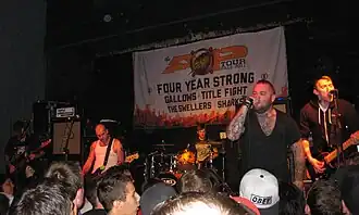 Gallows live in San Diego in 2011. From left to right: Laurent Barnard, Stuart Gili-Ross, Lee Barratt, Wade MacNeil, and Steph Carter.