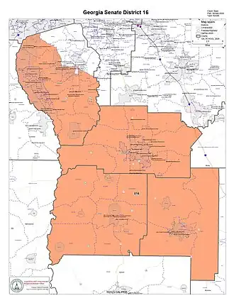 Map of Georgia's 16th Senate district
