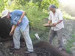 Photograph of George Simon at work in the Berbice Archaeology Project in 2009