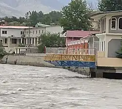 Gilgit River Level near Canopy Nexus Hotel before flooding