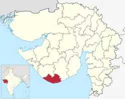 Location of district in Gujarat