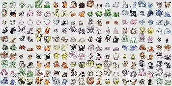 Sprite sheet of early designs of Pokémon found in a beta build of Pokémon Gold and Silver