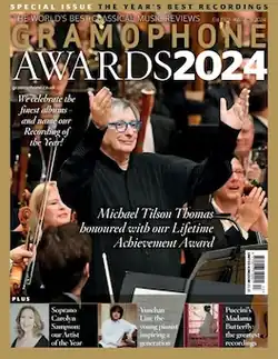 Cover of Gramophone magazine showing Michael Tilson Thomas in an orchestra