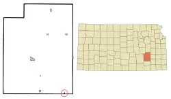 Location within Greenwood County and Kansas