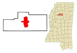 Location in Grenada county and Mississippi