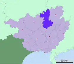 Location of Liuzhou City jurisdiction in Guangxi