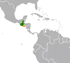 Map indicating locations of Guatemala and El Salvador