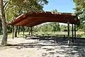 View of the picnic shelter in the middle of the park