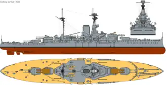 coloured diagram showing the ship's paint scheme
