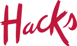 The word Hacks in red lettering,