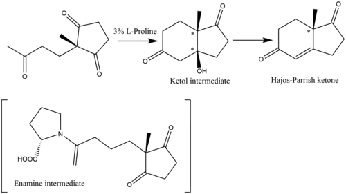 An enantioselective intramolecular aldol reaction.