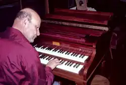 Hans Adler performing on his modern Pleyel harpsichord
