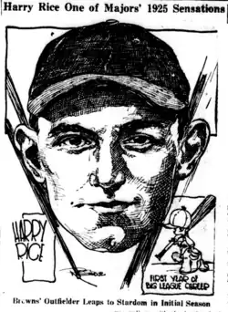 A newspaper drawing of Rice in 1925