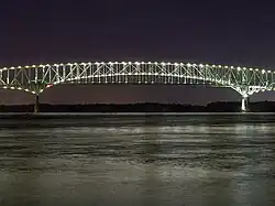 Hart Bridge at night.