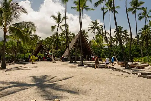 Hawaiian hale (house) at the Puʻuhonua o Hōnaunau National Historical Park