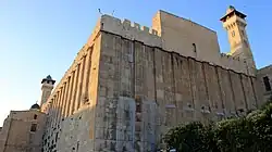 Exterior view of the Cave of the Patriarchs in the Old City of Hebron, the Holy Land