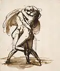 Passionate couple, wash drawing, n.d.