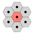 6-connectivity in a hexagonal tiling,&nbsp;