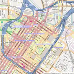 Road map of Downtown Houston.