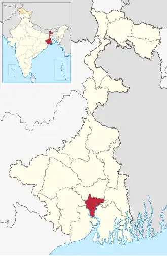 Location of Howrah district in West Bengal