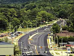 Governors Drive as it starts to head up Monte Sano Mountain