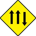 W 082 Three Lanes of Traffic (Two With, One Against)
