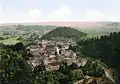 Coloured black and white photograph: the Burgberg in the centre of Ilfeld (around 1900)