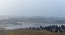 The lake created in the park-complex