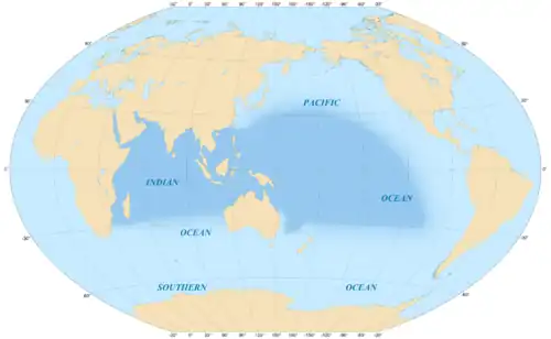 Map of India and Pacific Islands