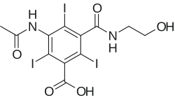 Skeletal formula of ioxitalamic acid