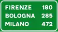 Motorway distance sign