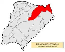 location of Ituzaingó Department in Corrientes Province