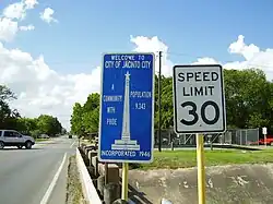 Jacinto City entrance sign