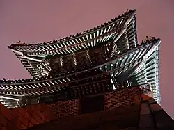Nighttime view of the roof