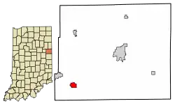 Location of Redkey in Jay County, Indiana.