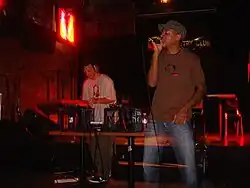 Joe Beats (left) and Blak (right) performing live