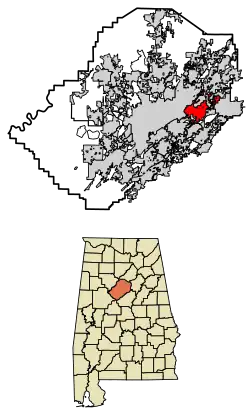Location of Irondale in Jefferson County, Alabama.