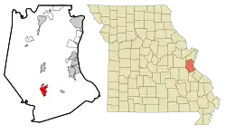 Location of De Soto, Missouri