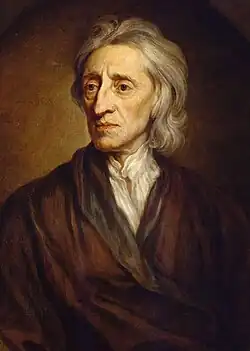 Image 21John Locke was the first to develop a liberal philosophy, including the right to private property and the consent of the governed. (from Liberalism)