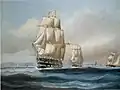 John O'Brien, Flagship Wellesley and Squadron Leaving Halifax Harbour, 1850