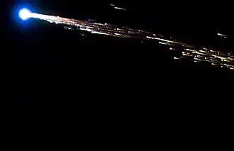 Jules Verne re-enters the Earth's atmosphere southwest of Tahiti, September, 2008.