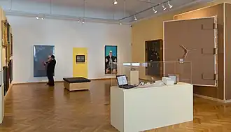 Display case in the foreground