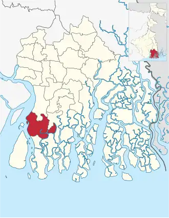 Location of Kakdwip community development block in South 24 Parganas district