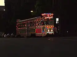 The Karachi to Melbourne Tram, decorated by Pakistani truck artists, during the 2006 Commonwealth Games