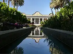 Image 61Reflection of the Bagh-e Narenjestan (orange garden) and the Khaneh Ghavam (Ghavam house) at Shiraz, Iran (Persian garden) (from List of garden types)