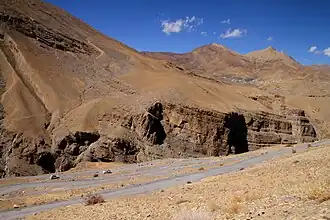 Road from Kaza winding up the gorge